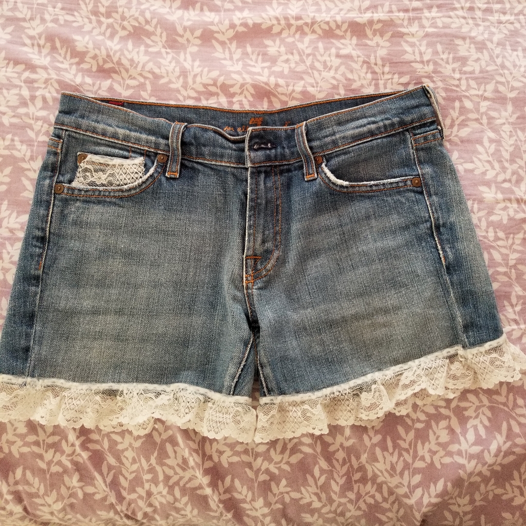 7 For All Mankind Jean Short With Lace